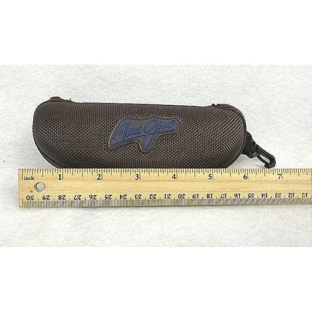Maui Jim Brown Woven Hard Shell Sunglasses Case Zippered with Swivel Clip Logo